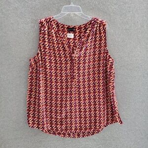 Ryan‎ Wythe Women Top 2X Pink Geometric Popover Sleeveless Tank Casual